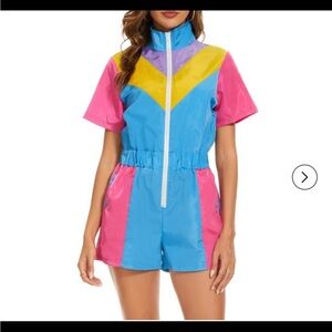 Yisfri women’s 80s/90s Retro one piece zipper jumpsuit XL